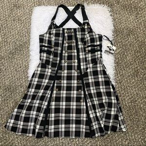 Hell Bunny Check Plaid Punk Suspender Dress SZ L